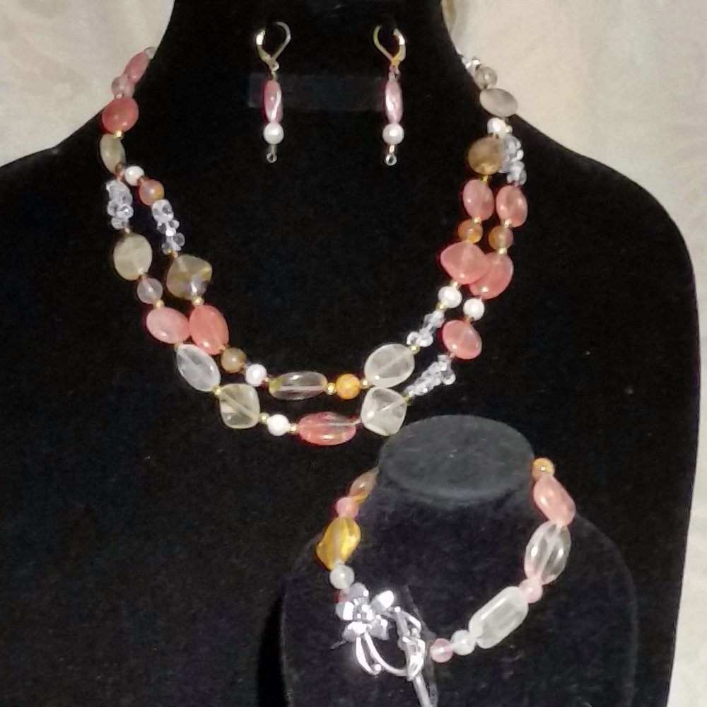 3 piece wardrobe set! Tourmaline, pearl, crystal